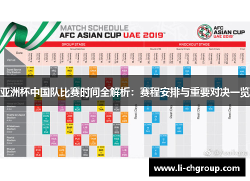 亚洲杯中国队比赛时间全解析：赛程安排与重要对决一览